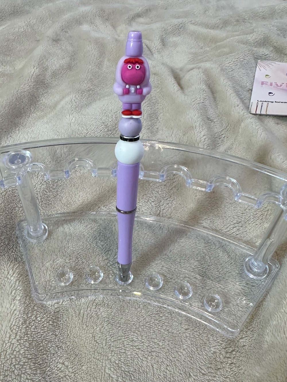 Cute Lavender Character Ballpoint Pen with Pink Face